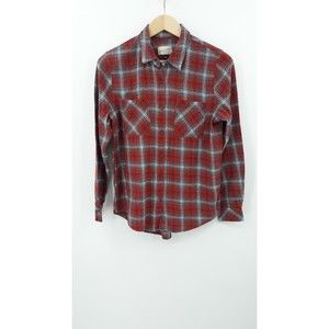 Universal thread women's size S flannel button down long sleeve red shirt.